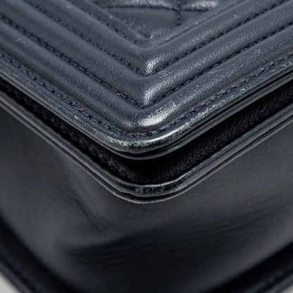 CHANEL Medium Boy Bag Calfskin Navy