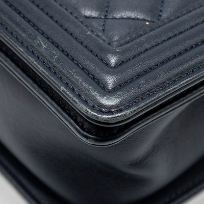 CHANEL Medium Boy Bag Calfskin Navy