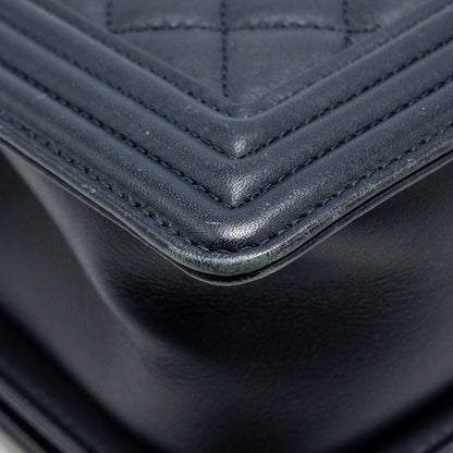 CHANEL Medium Boy Bag Calfskin Navy