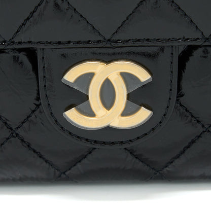 Chanel 23C Small Hobo Bag Shiny Calfskin Black Brushed  (Microchip)