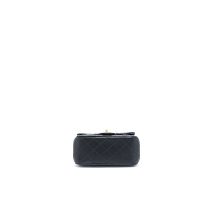 Chanel 23S Camellia Chain Mini Square Flap Bag Lambskin Black Brushed  (Microchip)
