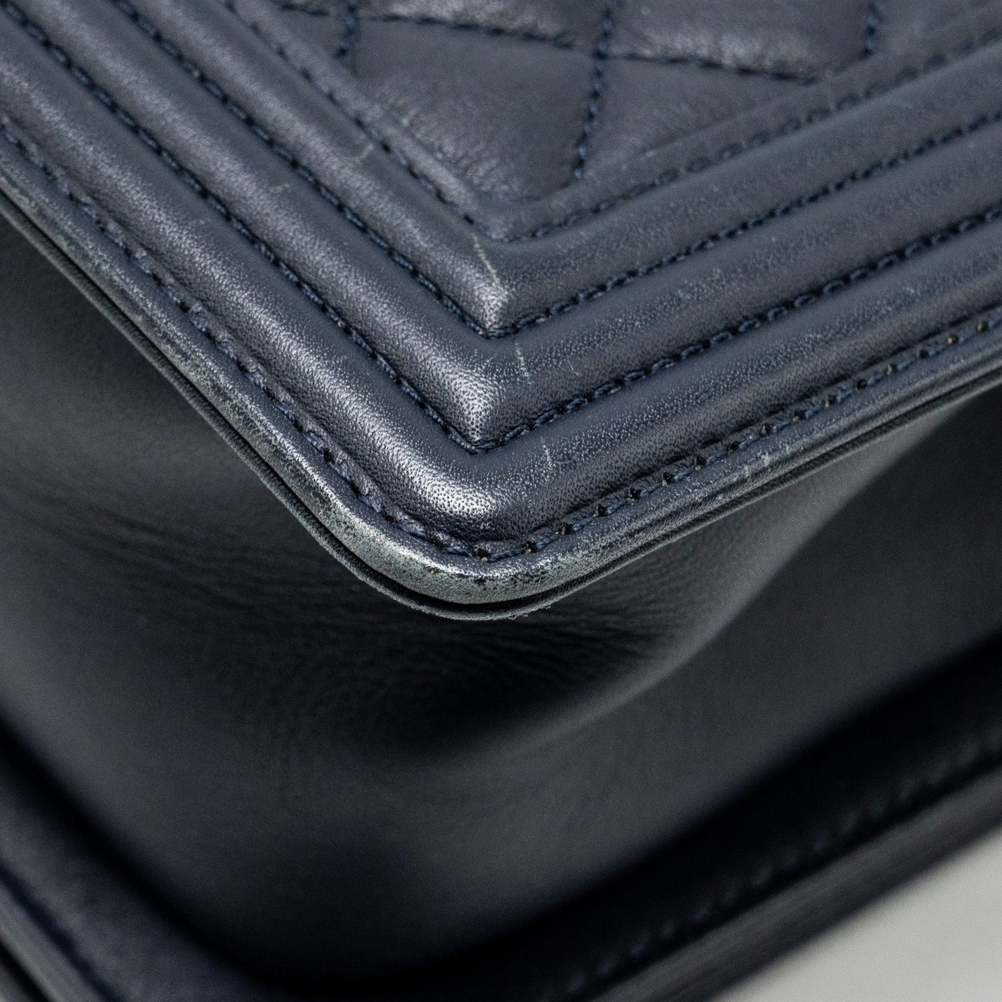 CHANEL Medium Boy Bag Calfskin Navy