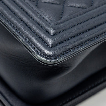 CHANEL Medium Boy Bag Calfskin Navy