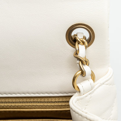 Chanel Pearl crush mini square flap bag lambskin white  (microchip)