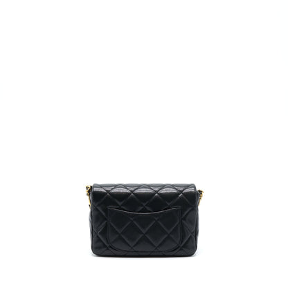 Chanel 22A Small Flap Bag Caviar Black Brushed Gold Hardware