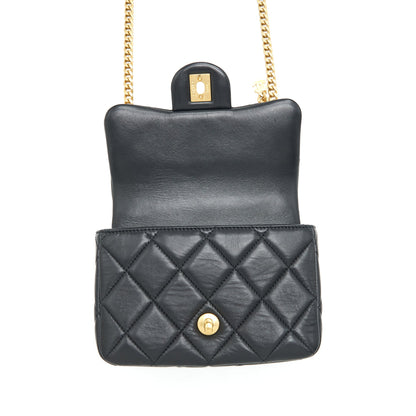 Chanel 22P Mini Square Flap Bag Lambskin Black Gold/Black Hardware