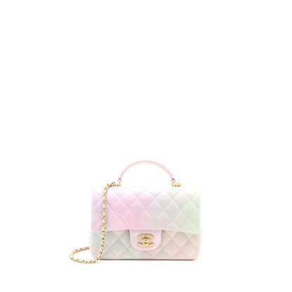 Chanel Top Handle Mini Rectangular Flap Ombré Multicolour Lambskin  (Microchip)