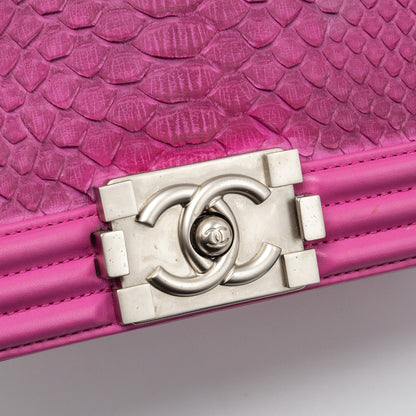 Chanel Medium Boy Bag Python Pink Brushed