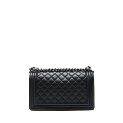 Chanel medium boy black Lambskin Ruthenium