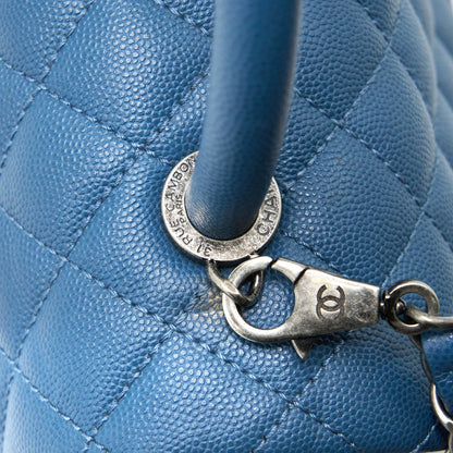 Chanel Medium Coco Handle Caviar Blue Ruthenium