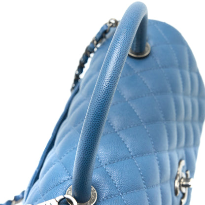 Chanel Medium Coco Handle Caviar Blue Ruthenium