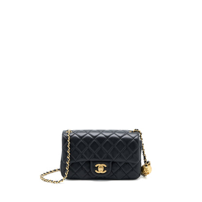 Chanel Pearl Crush Mini Rectangular Flap Bag Lambskin Black Brushed