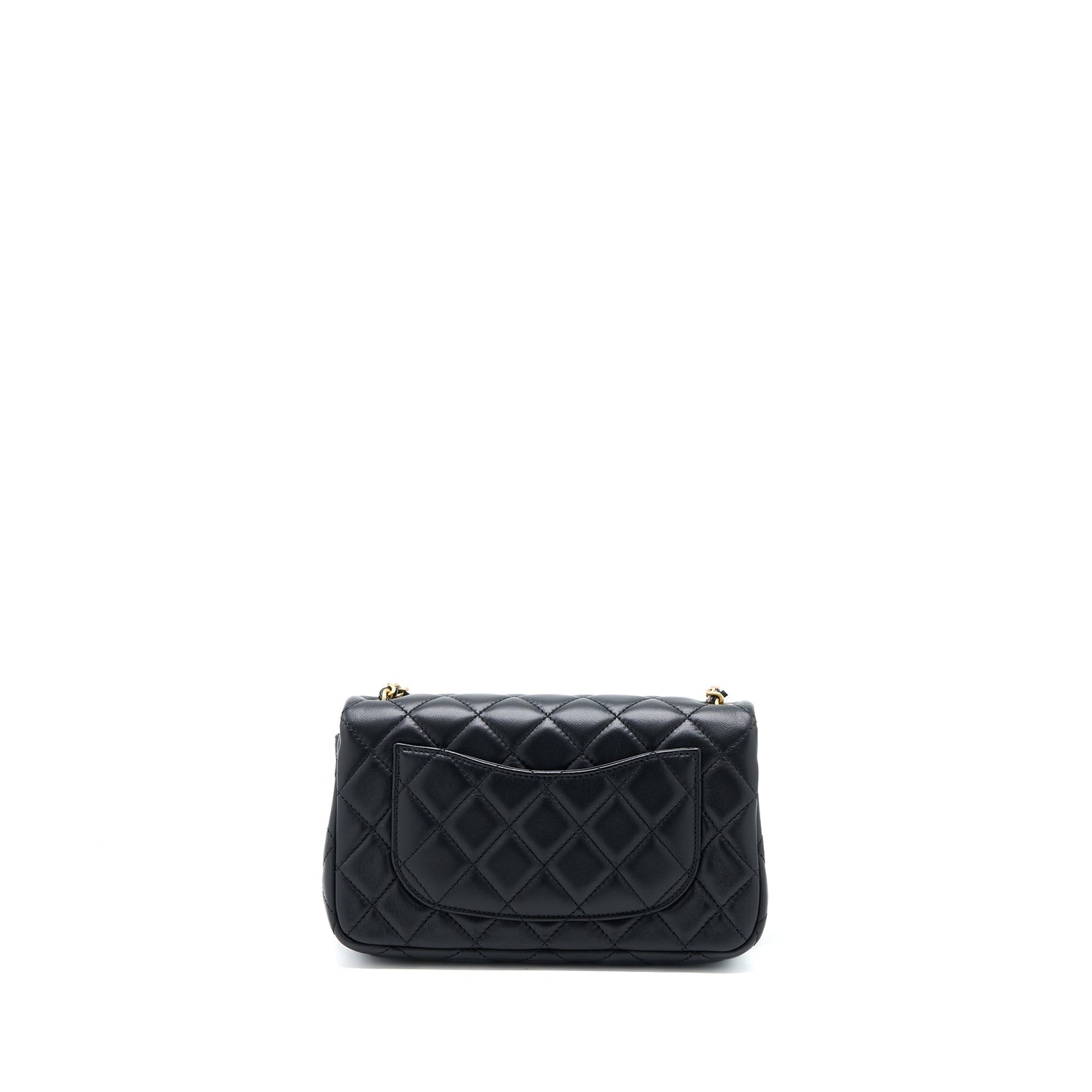 Chanel Pearl Crush Mini Rectangular Flap Bag Lambskin Black Brushed
