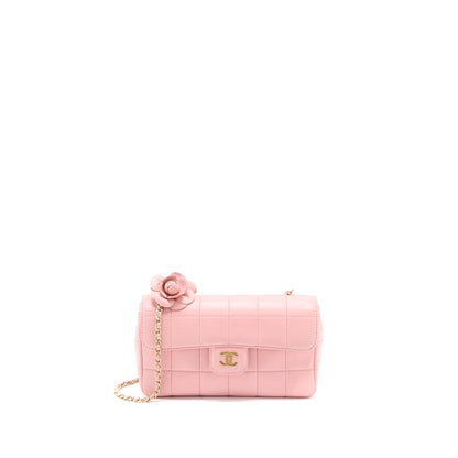 Chanel Camellia Mini Flap Bag Lambskin Pink
