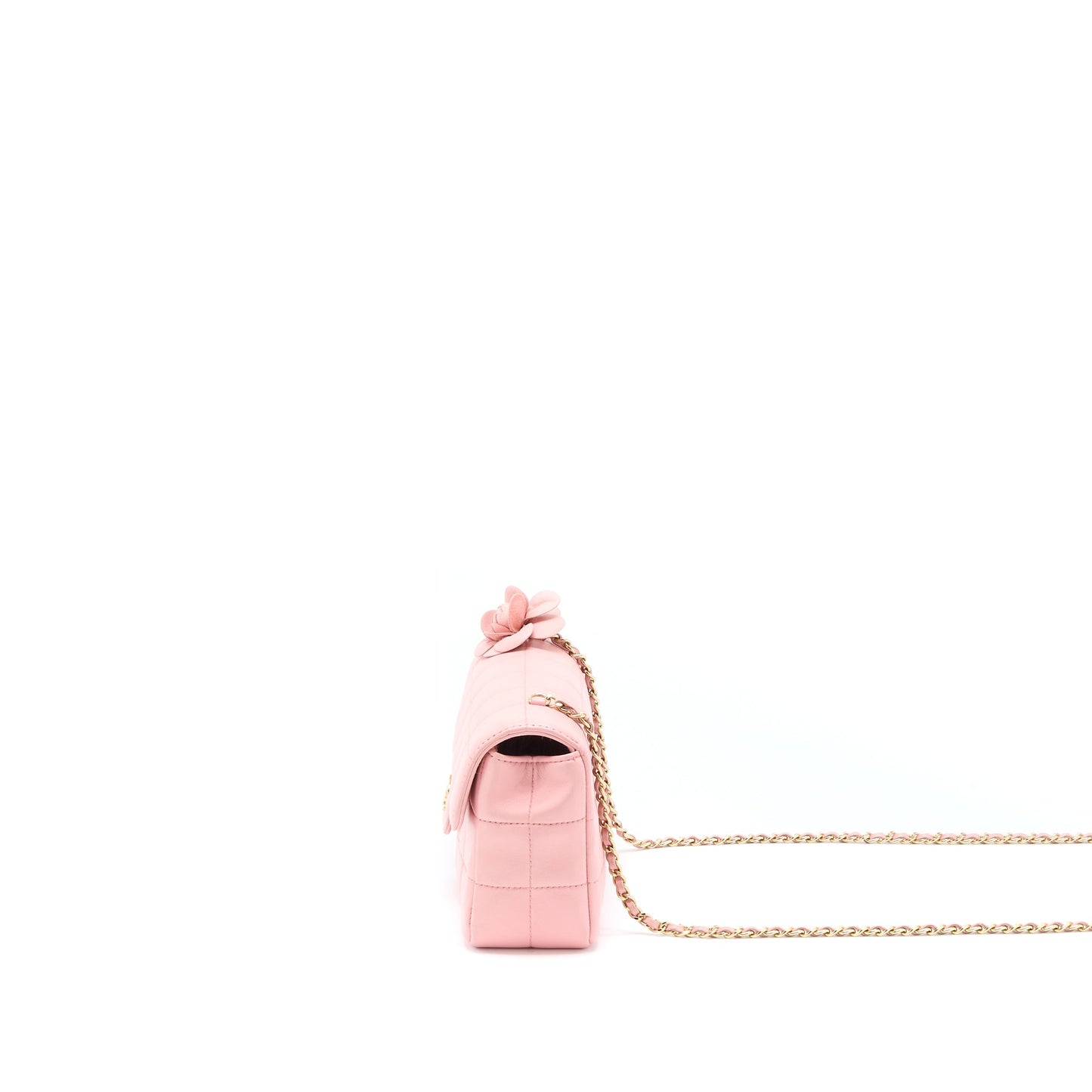 Chanel Camellia Mini Flap Bag Lambskin Pink