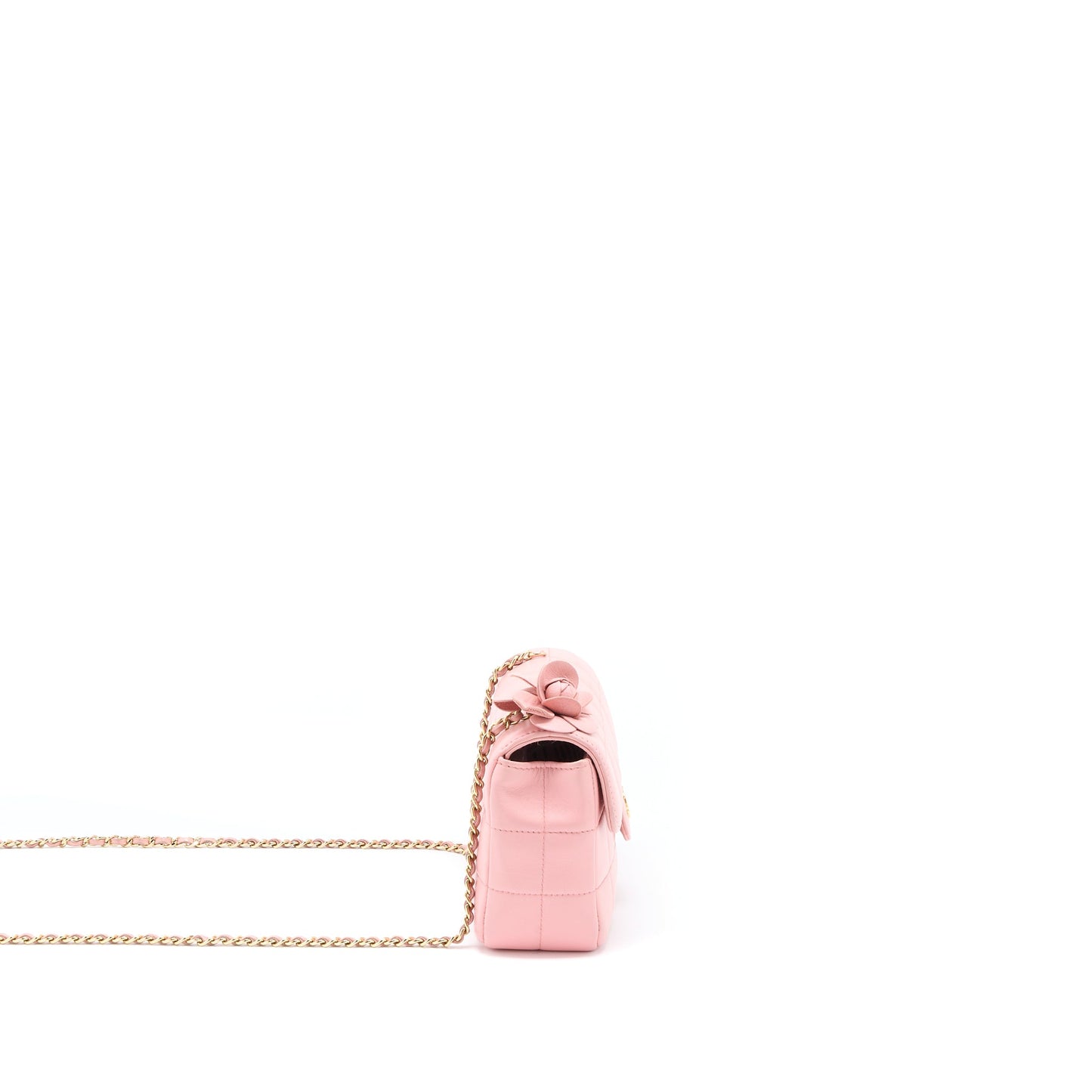 Chanel Camellia Mini Flap Bag Lambskin Pink