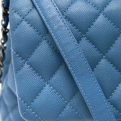Chanel Medium Coco Handle Caviar Blue Ruthenium