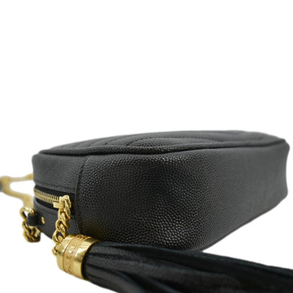 YVES SAINT LAURENT Lou Chevron Leather Camera Crossbody Bag Black