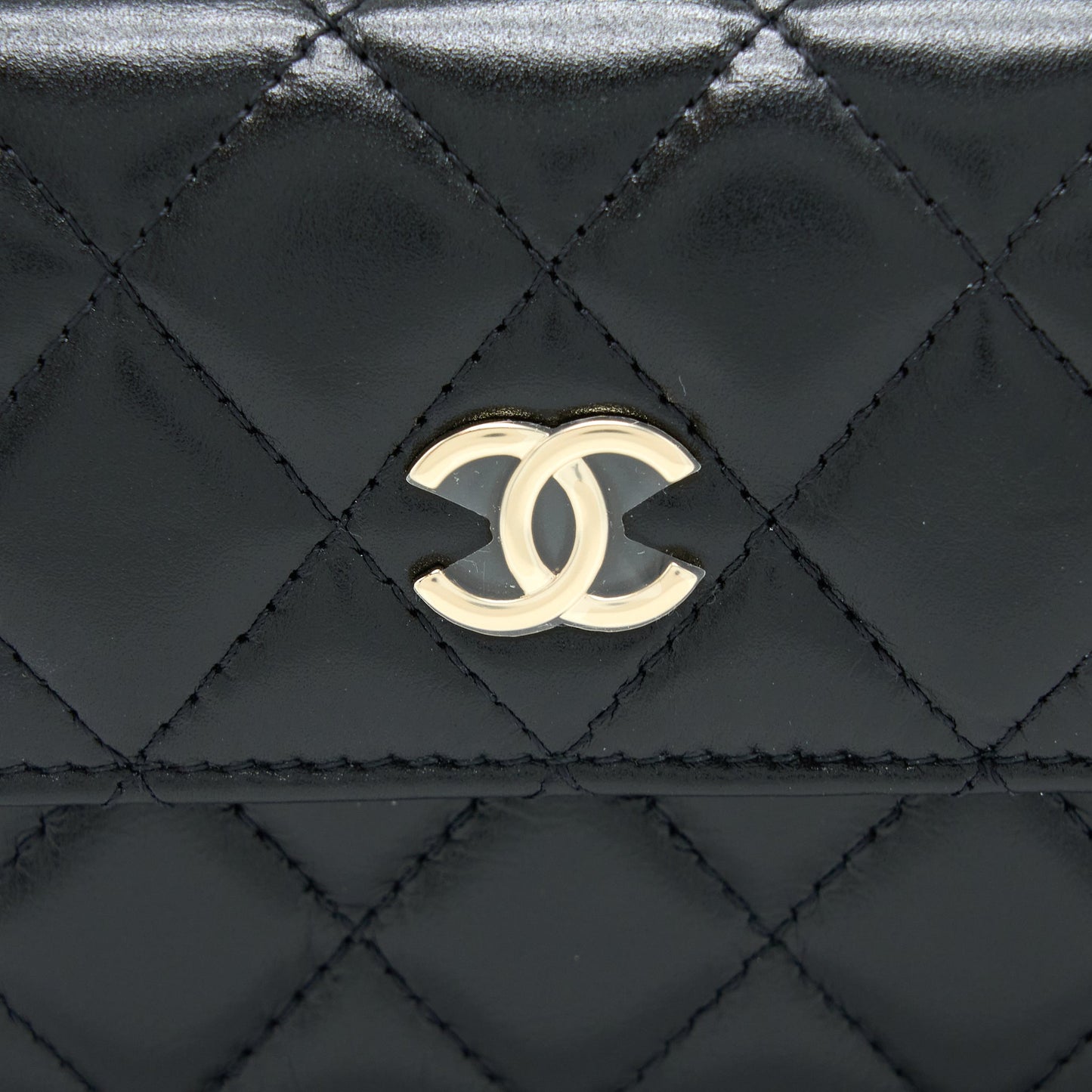 Chanel Mini Flap Bag with Giant Pearl Chain Lambskin Black L