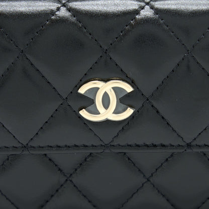 Chanel Mini Flap Bag with Giant Pearl Chain Lambskin Black L