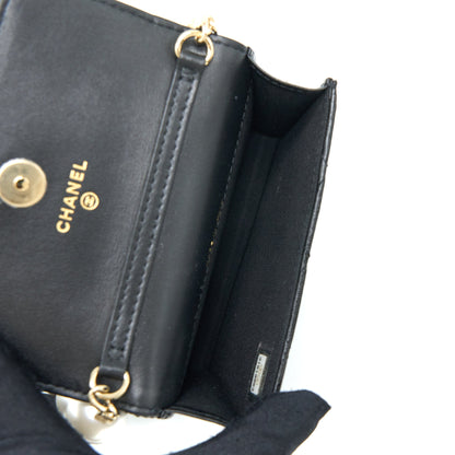 Chanel Mini Flap Bag with Giant Pearl Chain Lambskin Black L