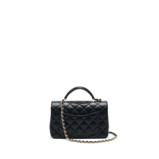 Chanel Top Handle Mini Rectangular Flap Bag Lambskin Black L