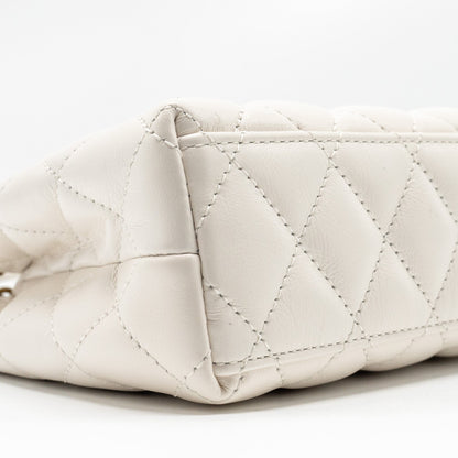 Chanel mini kelly shopping tote calfskin white  (microchip)