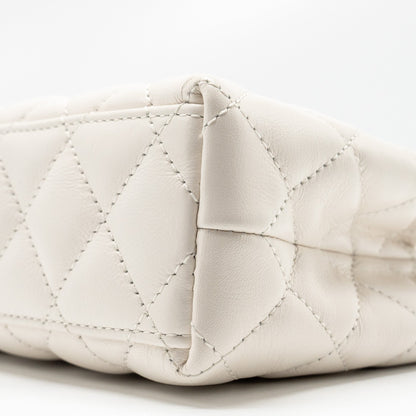 Chanel mini kelly shopping tote calfskin white  (microchip)