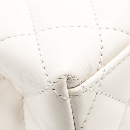 Chanel mini kelly shopping tote calfskin white  (microchip)