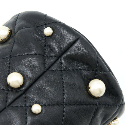 Chanel Mini Pearly Bucket Bag with Chain Lambskin Black L