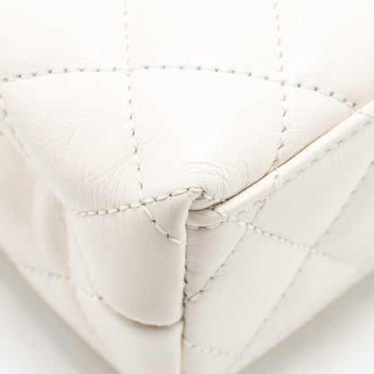 Chanel mini kelly shopping tote calfskin white  (microchip)