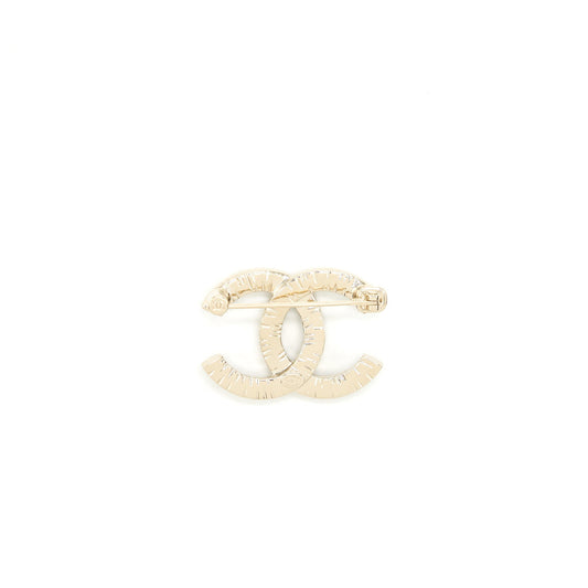 Chanel Small CC Logo Brooch Light Gold Tone