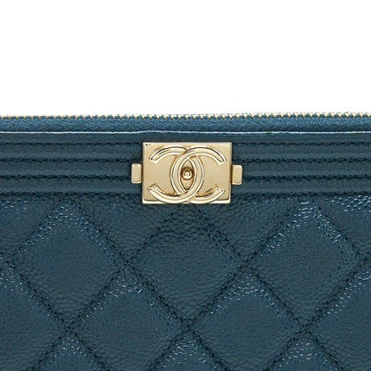 Chanel Boy Pouch Caviar Dark Green L