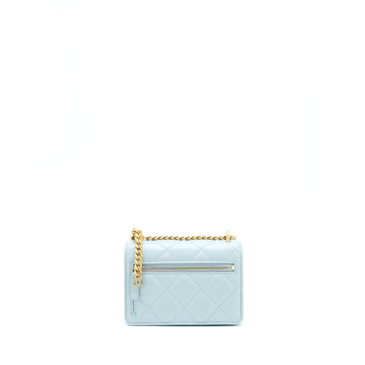 Chanel 22P Purse Vanity with Chain light blue
