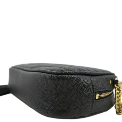 YVES SAINT LAURENT Lou Chevron Leather Camera Crossbody Bag Black