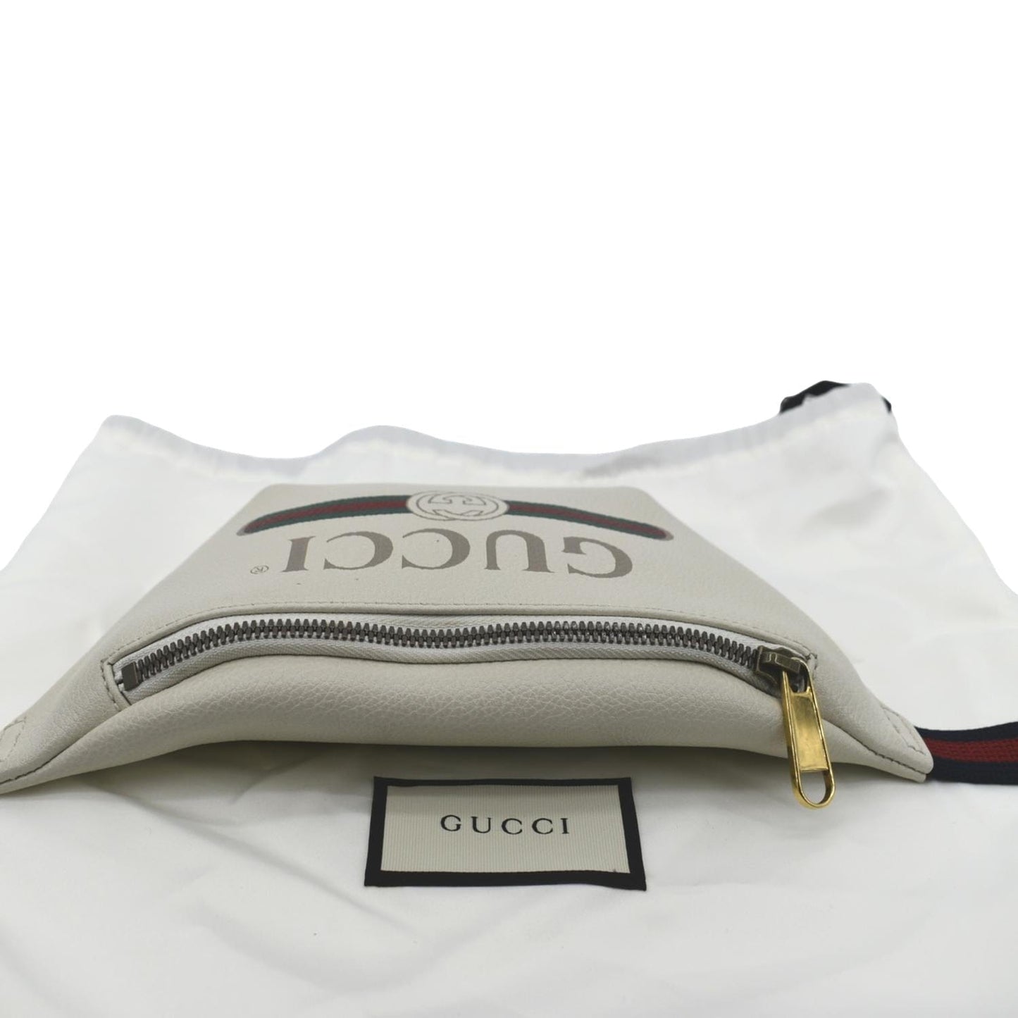 GUCCI Print Small Leather Belt Waist Bum Bag White