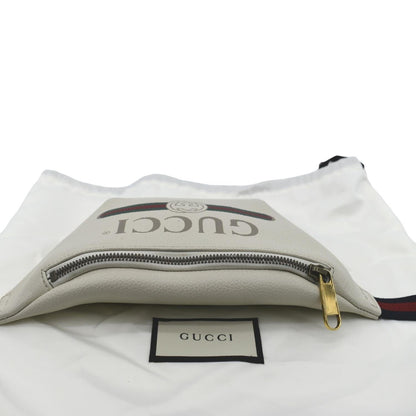 GUCCI Print Small Leather Belt Waist Bum Bag White