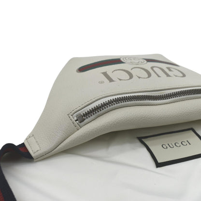 GUCCI Print Small Leather Belt Waist Bum Bag White
