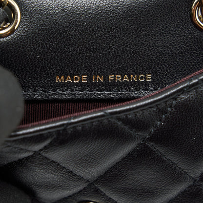 Chanel Flap Card Holder Belt Bag With Chain Lambskin Black L