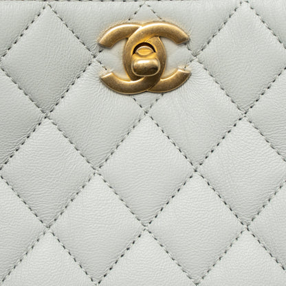 Chanel Pearl Crush Hobo Bag Lambskin Light Grey Brushed  (Microchip)