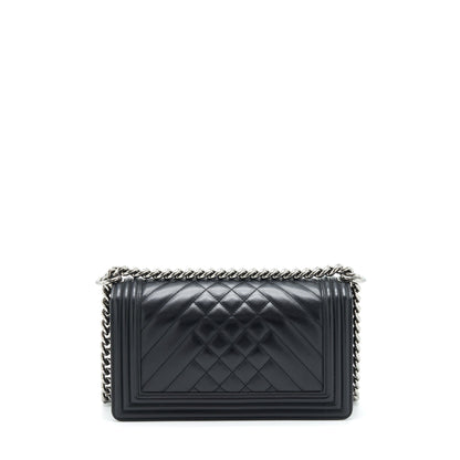 Chanel Medium Boy Bag Quilted And Chevron Calfskin Black