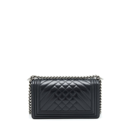 Chanel Medium Boy Bag Quilted And Chevron Calfskin Black