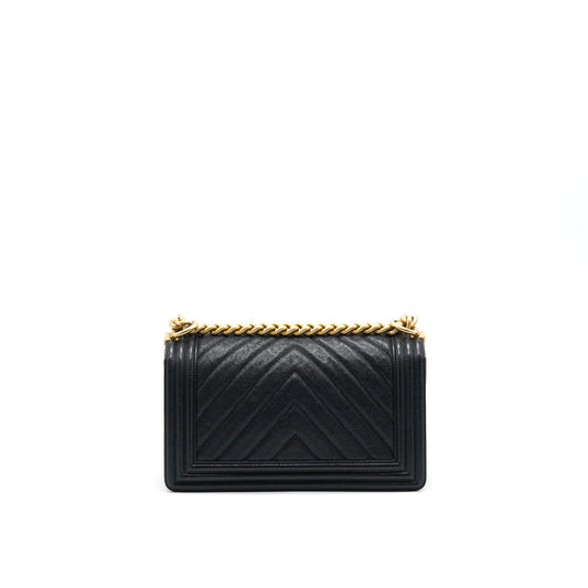 Chanel Chevron medium Boy Chanel Handbag Caviar Black
