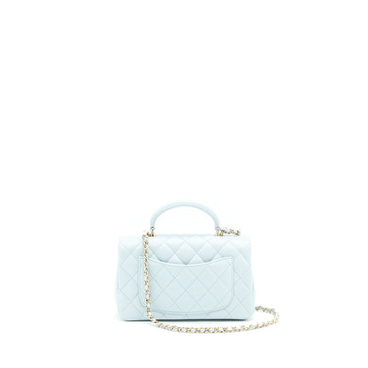 Chanel 21K Mini Top Handle Rectangular Flap Bag Pastel Blue L
