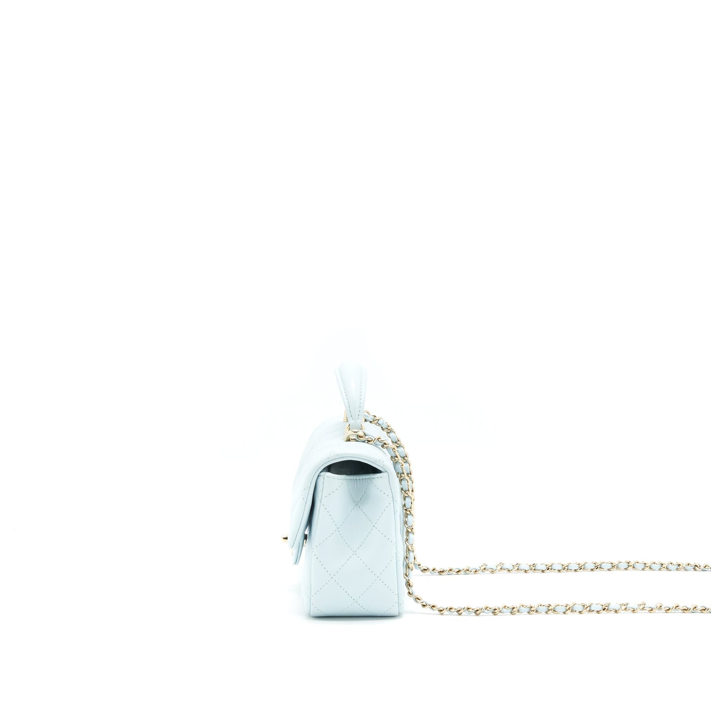 Chanel 21K Mini Top Handle Rectangular Flap Bag Pastel Blue L