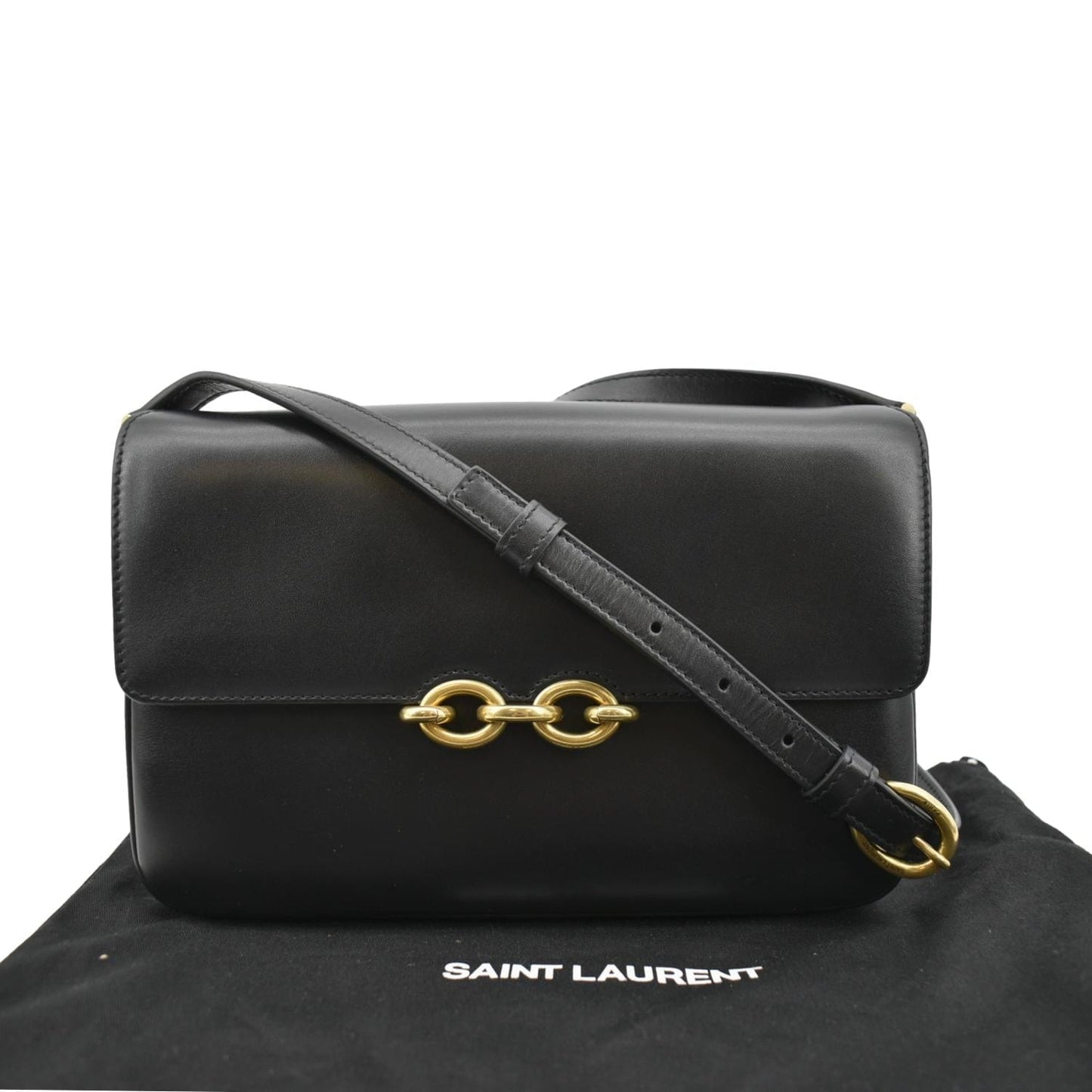 YVES SAINT LAURENT Le Maillon Smooth Leather Shoulder Bag Black