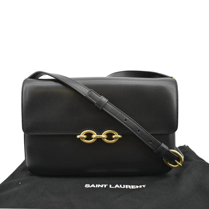 YVES SAINT LAURENT Le Maillon Smooth Leather Shoulder Bag Black