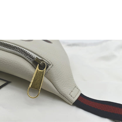 GUCCI Print Small Leather Belt Waist Bum Bag White