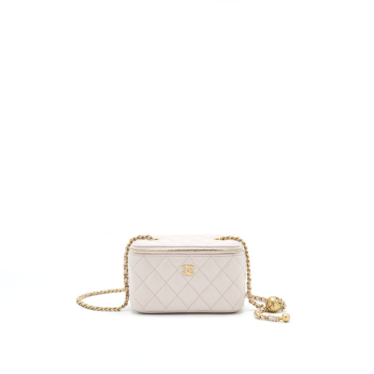 Chanel Pearl Crush Long Vanity On Chain Lambskin Light Purple