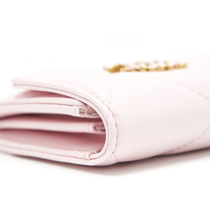 Chanel 19 Flap Cardholder Lambskin Light Pink